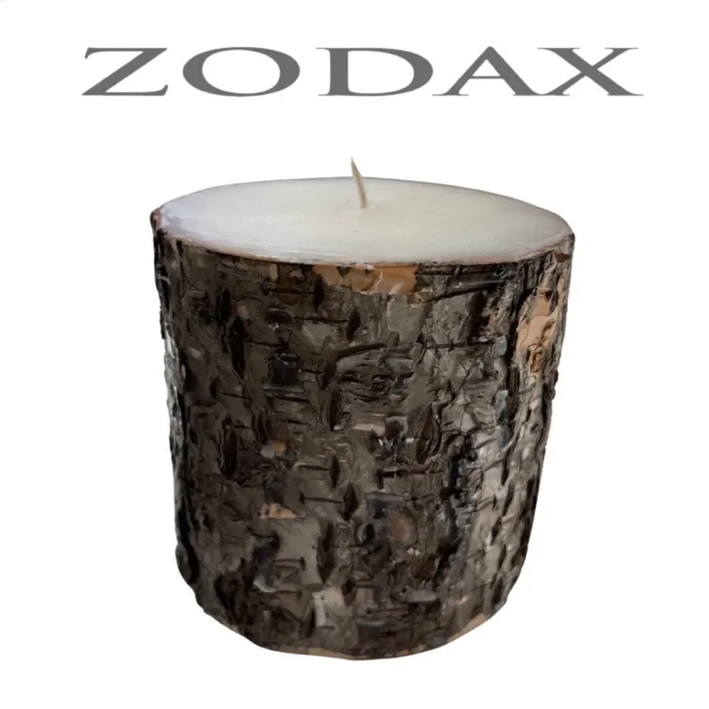 Zodax Dark Birchwood Fragrance Free Pillar Candle • NWT